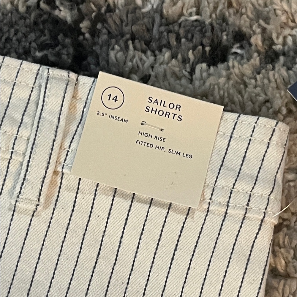 Universal Thread High Rise Striped Shorts - Cream and Blue {14} - Picture 3 of 7